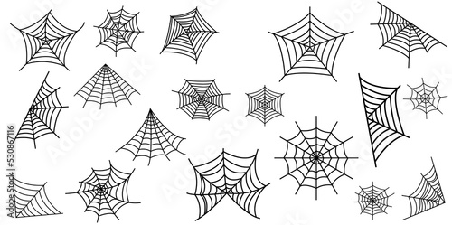 Web spider cobweb icons set. Spider icon set.