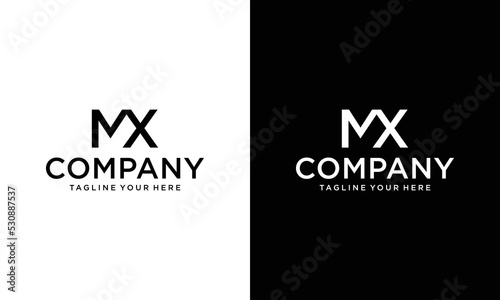 Initial MX Letter Logo Design Monogram Icon Vector on a black and white background.