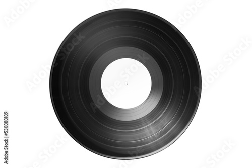 Top view of Vinyl record with bank label isolated