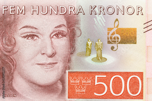 500 Swedish Kronor Banknote, Background, Financial Concept