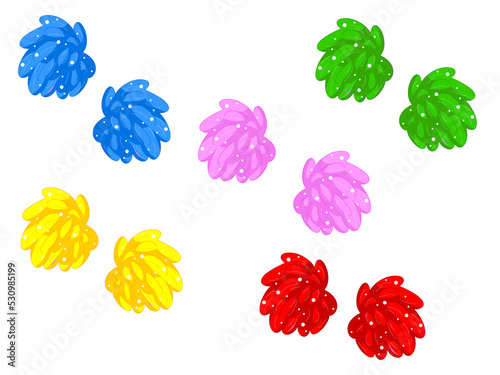 Set of multicolored pom-poms icons