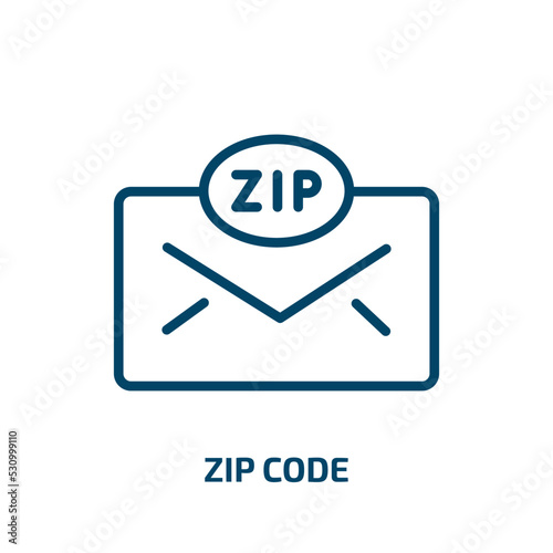 zip code icon from delivery and logistic collection. Thin linear zip code, zip, code outline icon isolated on white background. Line vector zip code sign, symbol for web and mobile