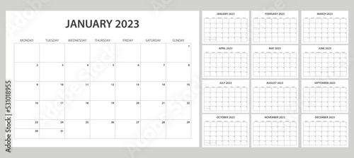 Simple set calendar 2023, modern and minimalist