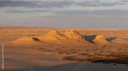Panoramic view of El Medawara mountain in Fayoum desert in Egypt