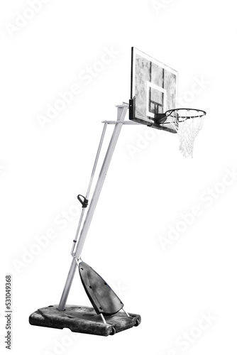 Basketball backboard and hoop isolated on a white background with clipping path.