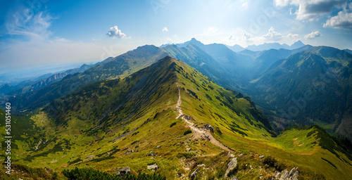 mountain range on high Tatra mountains in Poland and Slovakia