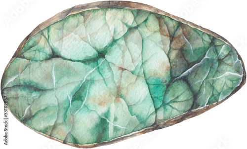 Transparent Background jade stone Illustration Png. Transparent Clipart Image of watercolor green crystal ready-to-use for site, article, print