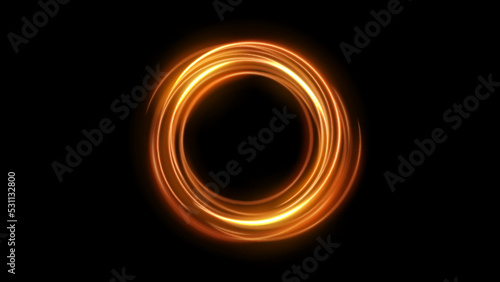 Golden Glowing Circle, Elegant Light ring. Vector Illustration