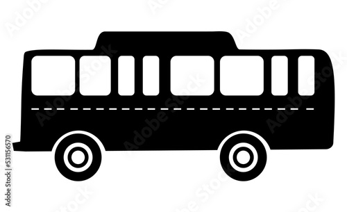 Bus png illustration, icon, symbol, object or sticker. Transportation vehicle. Black silhouette pictogram. Simple pictograph or transit infographic.