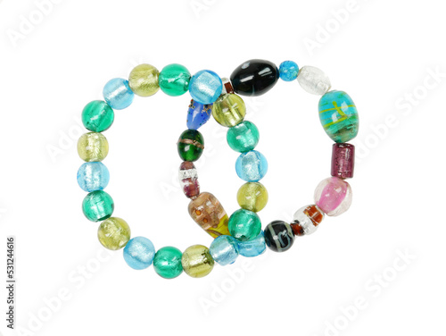 Colorful glass beads bracelet isolated on transparency photo png file 