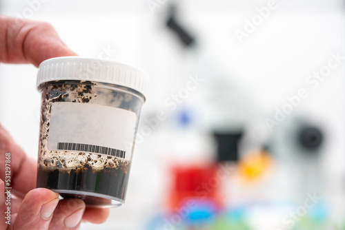 soil sample for chemical and bacteriological analysis in scientific laboratory
