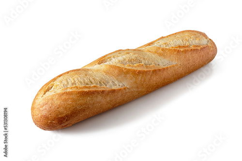 French baguette with a crisp golden crust on a transparent background