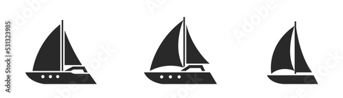 sailing yacht icon set. sailboats for sea travel. sail transport symbols. isolated vector images