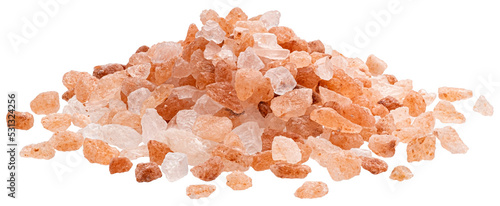 Pile of pink himalayan salt isolated