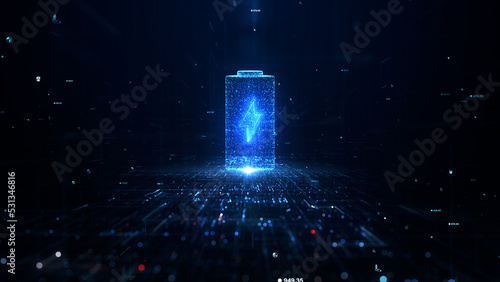 Technology battery high power electric energy, Battery to electric cars and mobile devices with clean electric, Green renewable energy battery storage future, Technology digital abstract background