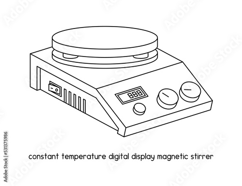 Constant temperature digital display magnetic stirrer diagram for experiment setup lab outline vector illustration