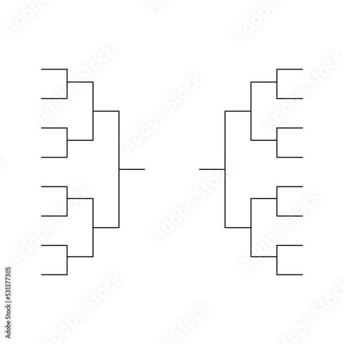 Set of Bracket sport tournament, blank elimination event sign, playoff match vector illustration