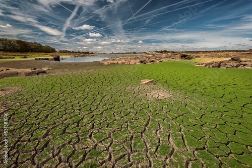 Land cracked by drought in the Molano reservoir.