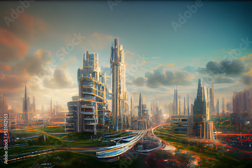 abstract futuristic utopian cityscape, neural network generated art