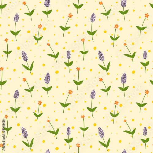 Seamless floral pattern. Minimal style floral pattern.