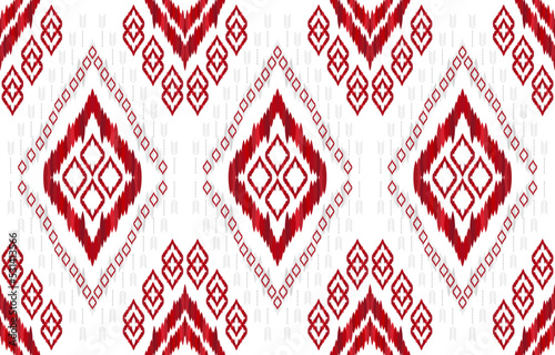 Red and silver ikat patterns. Geometric tribal vintage retro style. Ethnic fabric ikat seamless pattern. Indian navajo aztec ikat print vector. Design for backdrop texture fabric clothing textile.