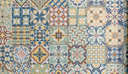 old azulejo tile spain mosaic home colorful decorative art wall tiles pattern in oriental style design background