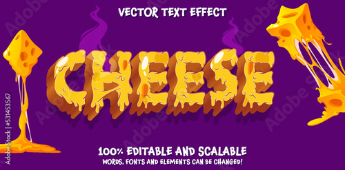 Cheese text, Melting cheddar 3d style font template 