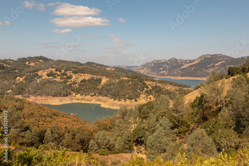 Lake Sonoma in the Hills of Sonoma County, California During Drought, Low Lake Level on a Hot Summer Day 