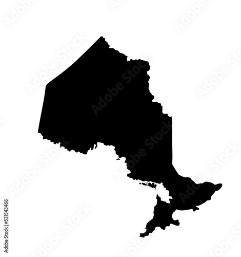 Ontario map vector silhouette illustration. Province of Canada symbol. Ontario banner emblem.