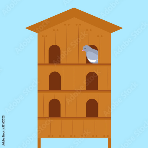 pigeon peeking out of dovecote