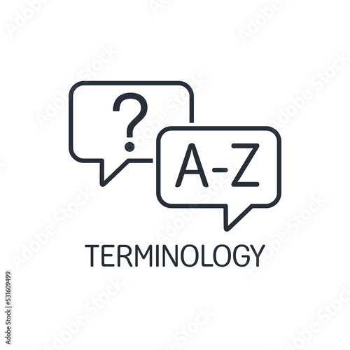 Terminology. Education and self-development, training. Vector linear icon isolated on white background.