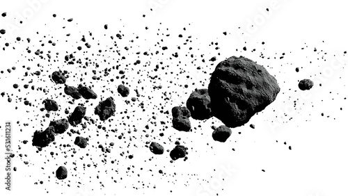 a swarm of asteroids, isolated 