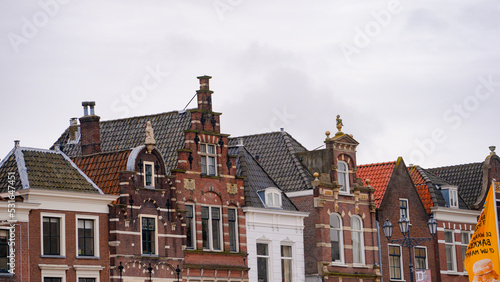 Markt , Stadhuis delft , Nieuwe church , the main square in old town of Delft during winter cloudy day : Delft , Netherlands : November 28 , 2019