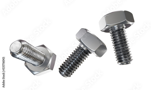 three screws isolated on a transparent background