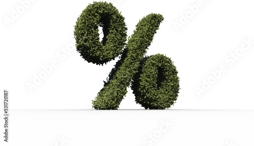 Image of percent symbol made from green foliage