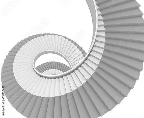 Image of white and grey spiral of stairs