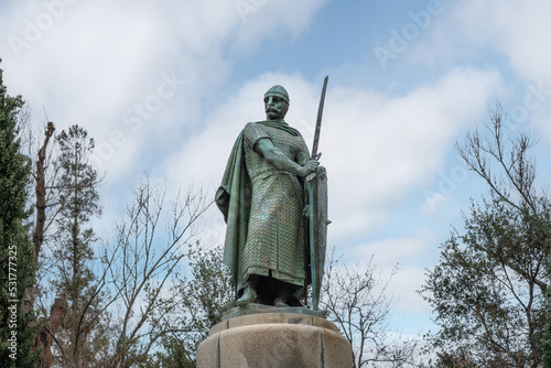 King Afonso Henriques Statue (Afonso I of Portugal), sculpted by Soares dos Reis in 1887 - Guimaraes, Portugal