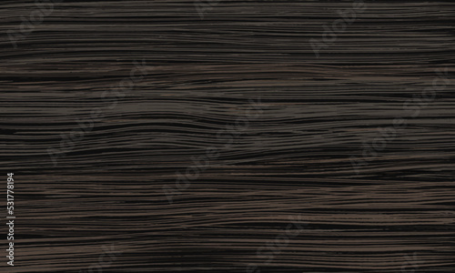 Dark wenge wooden texture with horizontal veins. Vector wood background