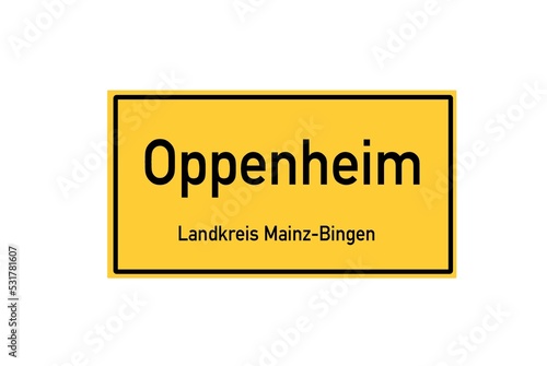 Isolated German city limit sign of Oppenheim located in Rheinland-Pfalz