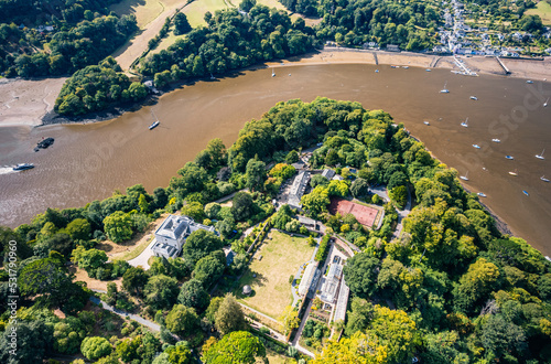 Top Down over Greenway and River Dart, Devon, England, Europe