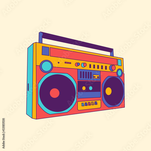 Retro Radio boombox music vintage vector illustration