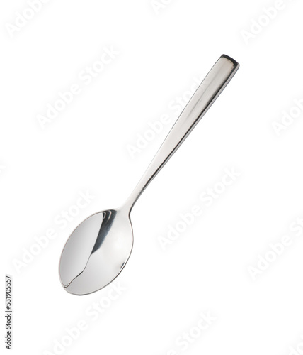 Steel teaspoon on transparent background, PNG image