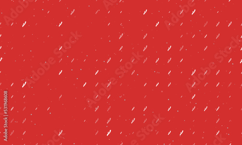Seamless background pattern of evenly spaced white sex toy symbols of different sizes and opacity. Vector illustration on red background with stars