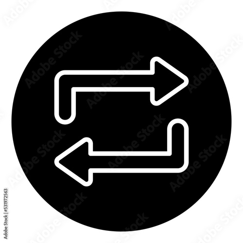 Glyph design icon of reversible arrows 