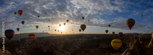 Balloons flying in Cappadocia, Göreme at sunrise. Cappadocia is known around the world as one of the best places to fly with hot air balloons. 