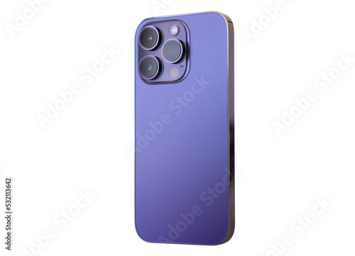 Isolated modern mobile phone with camera lenses on back