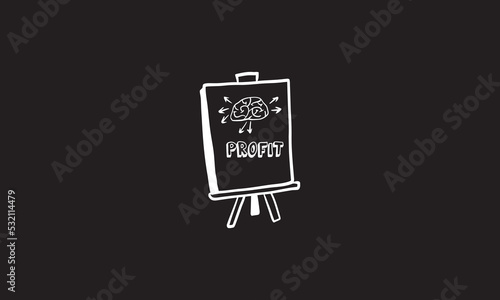 Profit written on drawing board stand hand drawn vector icon. Modern vector design template