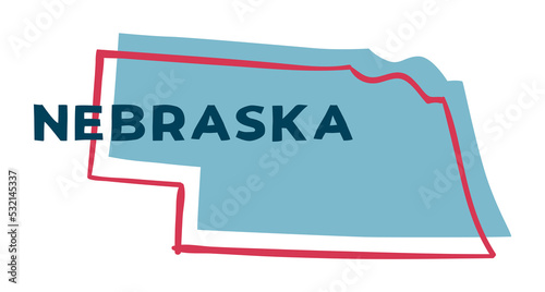 Nebraska US State. Sticker on transparent background