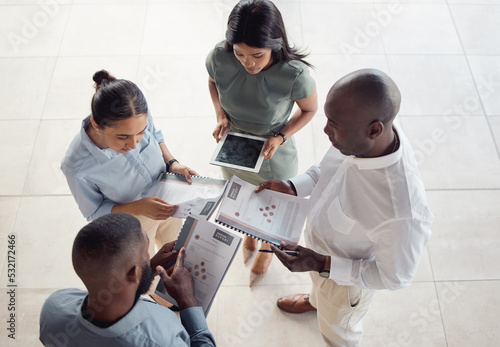 Corporate data team talking in office, planning strategy business meeting and marketing group compare graphs. Young people working at job, company staff collaboration and startup workforce analysis