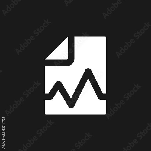 Electronic health record dark mode glyph ui icon. Patient condition. User interface design. White silhouette symbol on black space. Solid pictogram for web, mobile. Vector isolated illustration